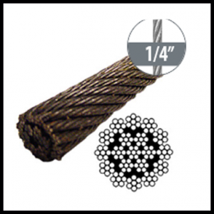 1/4-Spin Resistant Wire Rope EIPS - 19x7 Class (LF) - Cargo Lift Store